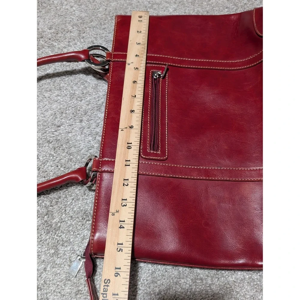 Kate Spade Handbag Women Large Red Leather Tote Shoulder Bag Contrast Stitching